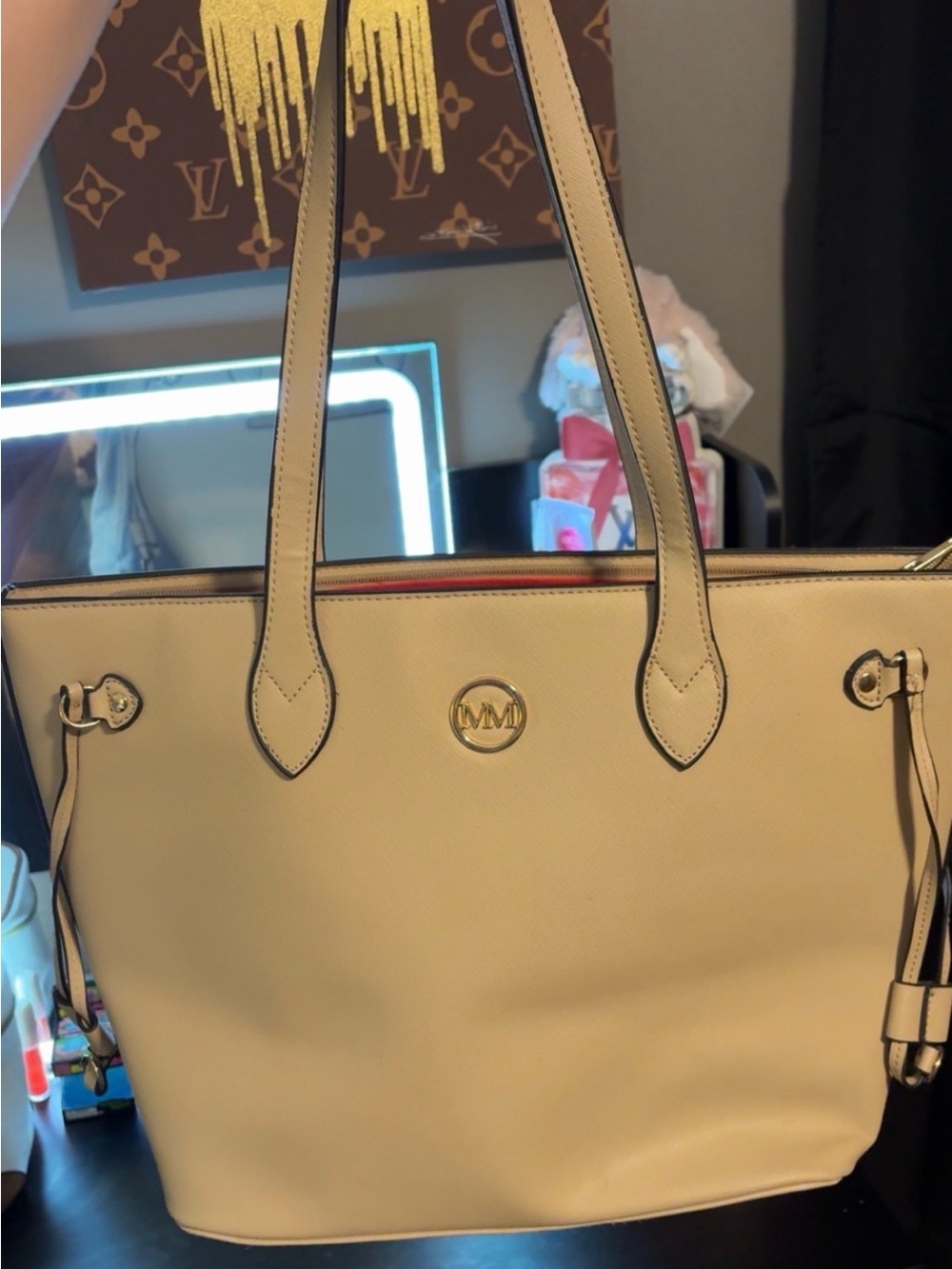 Marilyn Monroe Cream Leather Tote Bag